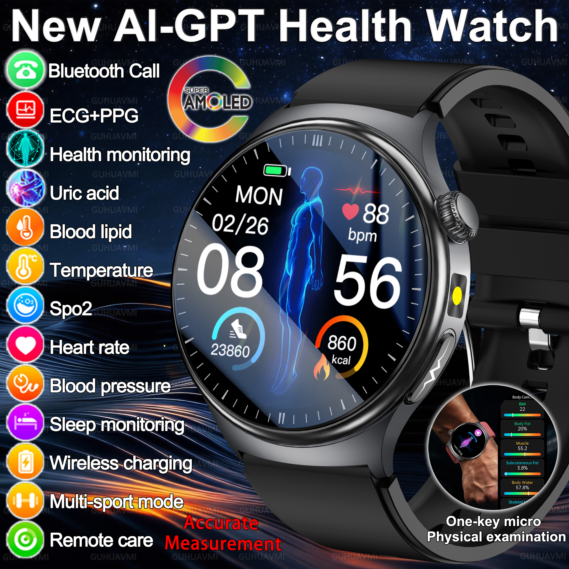 Smartwatch Professional Watches For Men - 2026 New Accurate Diagnosis Smart Watch
