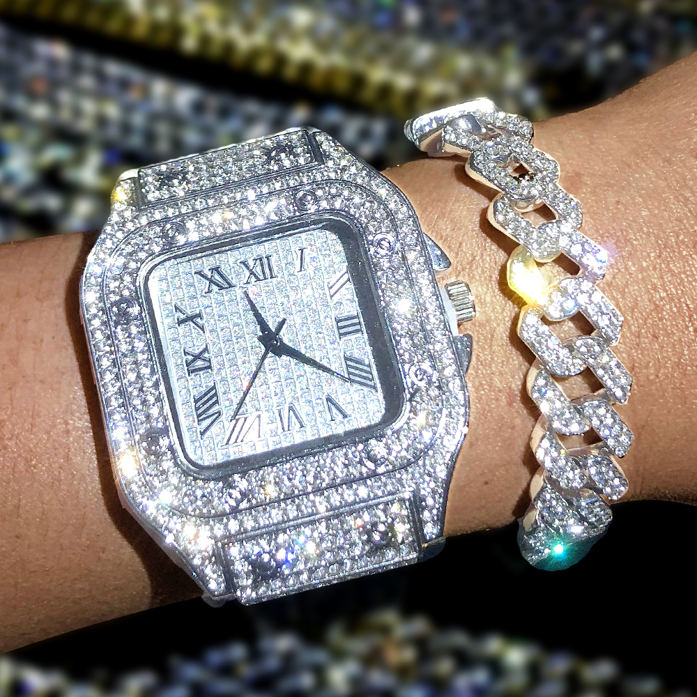 Minimalist Thin Watch - Luxury Moissanite Iced Out Watches Hip