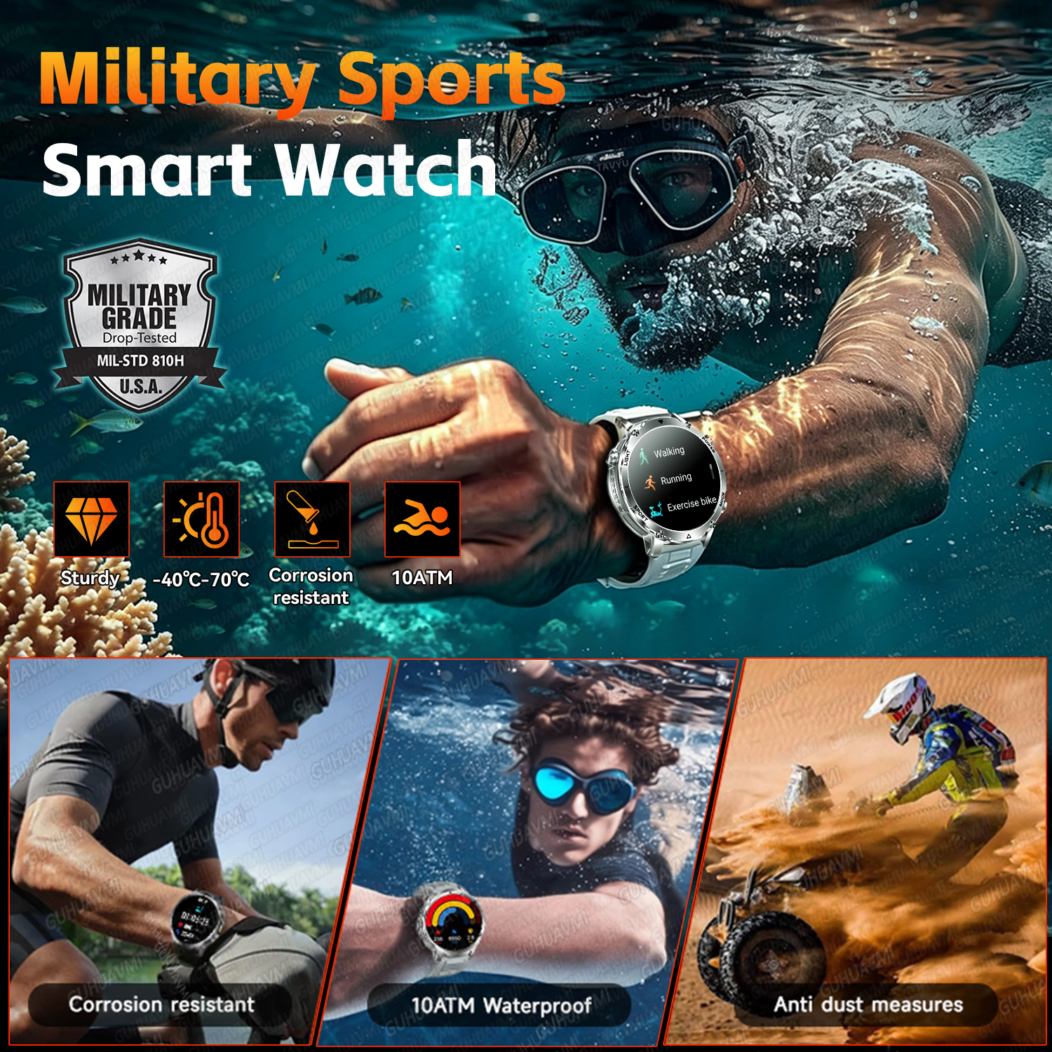 2026New Outdoor Military Shini - Smartwatch Professional Watches For Men ulasan dan harga