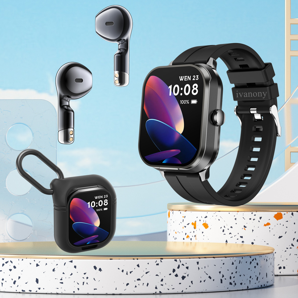 Smart Watch Earphones 2 in 1 b - Smartwatch Noise Watches For Men ulasan dan harga
