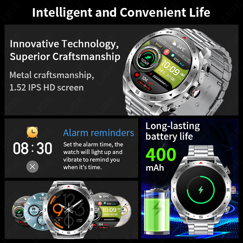 LIGE TWS Earbuds Bluetooth Hea - Smartwatch Noise Watches For Men ulasan dan harga