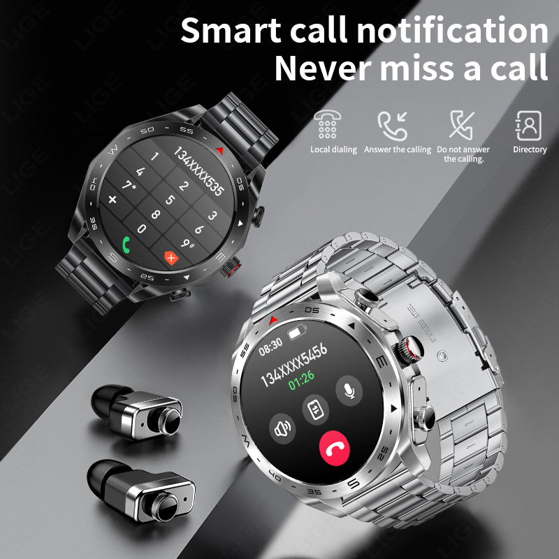 LIGE TWS Earbuds Bluetooth Hea - Smartwatch Noise Watches For Men ulasan dan harga