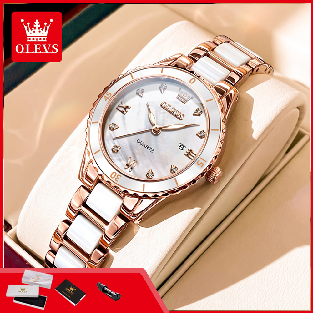 OLEVS 9985 Quartz Watches for  - Luxury Ceramic Watch ulasan dan harga