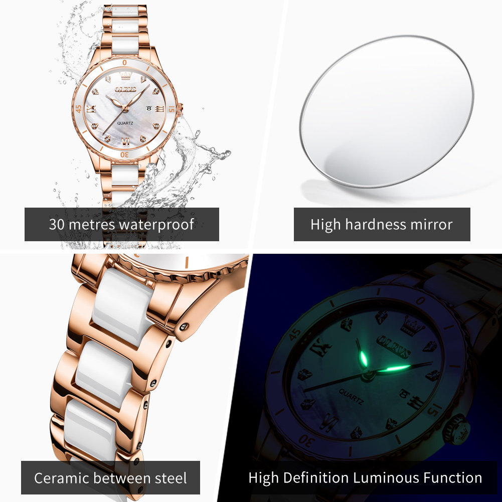 OLEVS 9985 Quartz Watches for  - Luxury Ceramic Watch ulasan dan harga