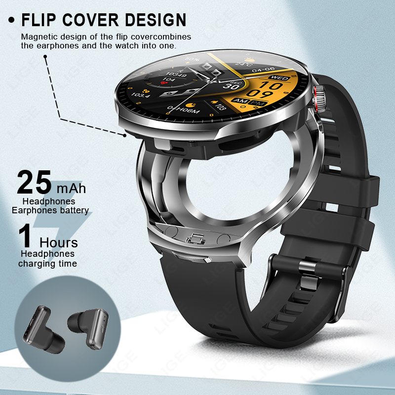 LIGE New TWS 2 in 1 Headset Sm - Smartwatch Noise Watches For Men ulasan dan harga