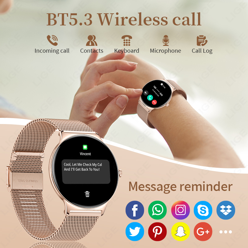 LIGE New Ultra Thin Smart Watc - Smartwatch New Watches For Women ulasan dan harga