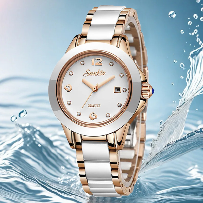 Sunkta Fashion Casual Quartz W - Luxury Ceramic Watch ulasan dan harga