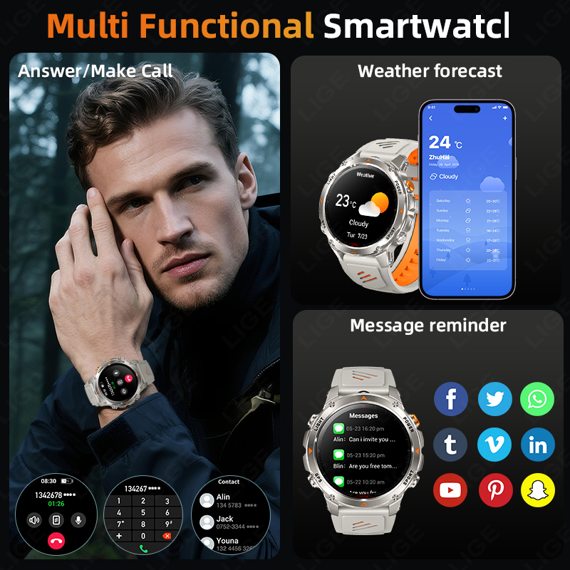 LIGE Rugged GPS Track Smart Wa - Smartwatch I Watches ulasan dan harga
