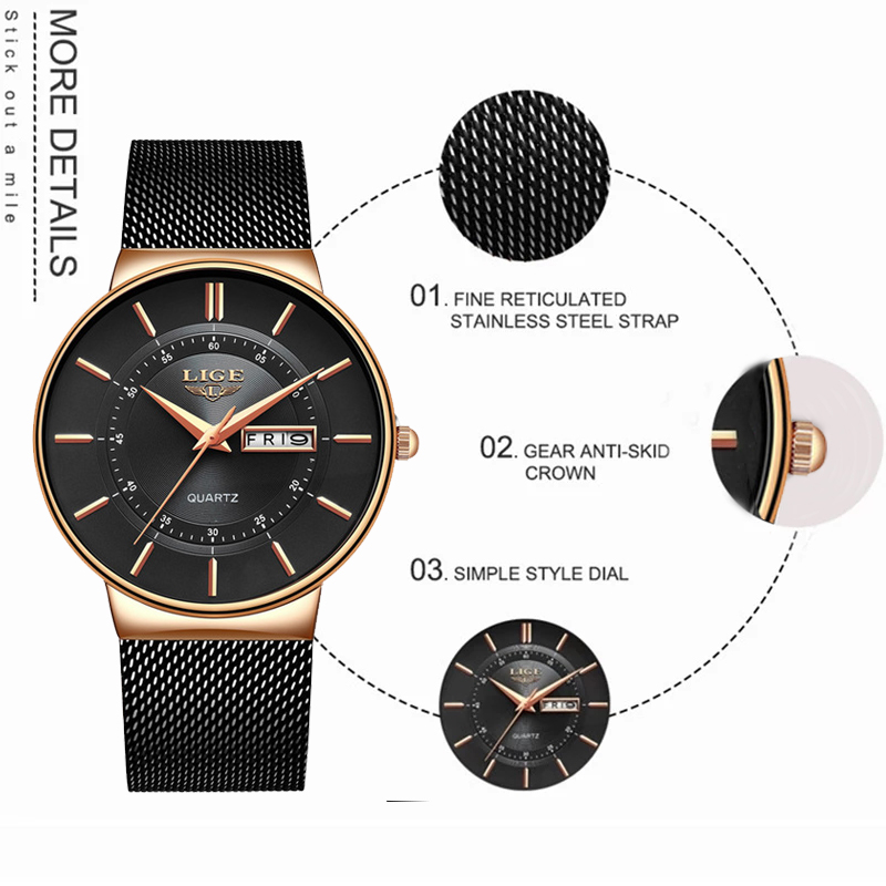 LIGE Women Watches Luxury Bran - Minimalist Thin Watch ulasan dan harga