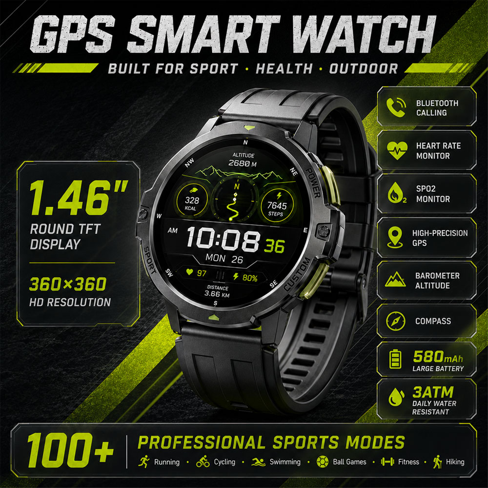NEW Military GPS Smartwatch 3A - Smartwatch Timex Watches For Men ulasan dan harga
