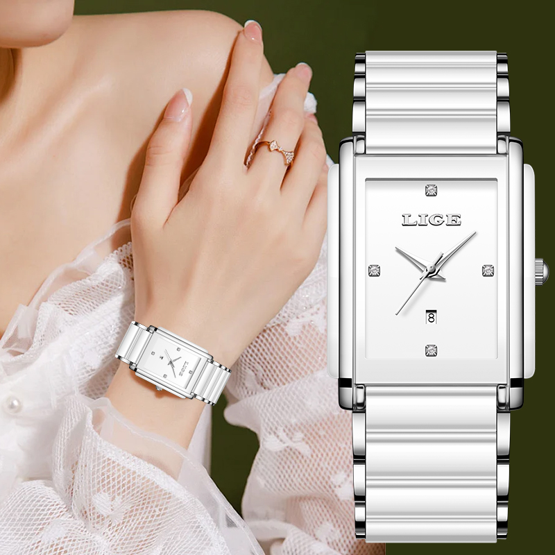 LIGE Luxury Quartz Woman Watch - Luxury Ceramic Watch ulasan dan harga